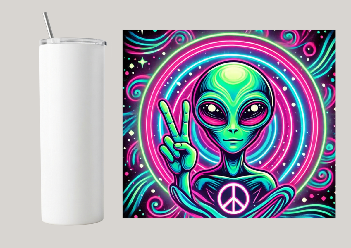 20oz Skinny Tumbler - Psychedelic Alien T079