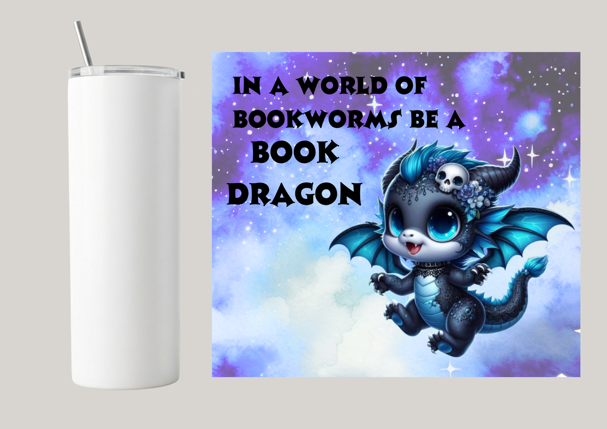 20oz Skinny Tumbler - In A World Of Bookworms T172