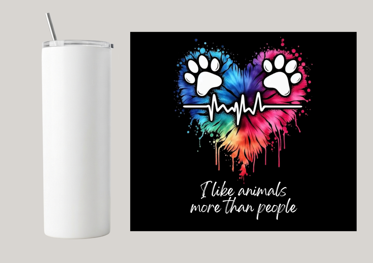 20oz Skinny Tumbler - I Like Animals More Than People T040