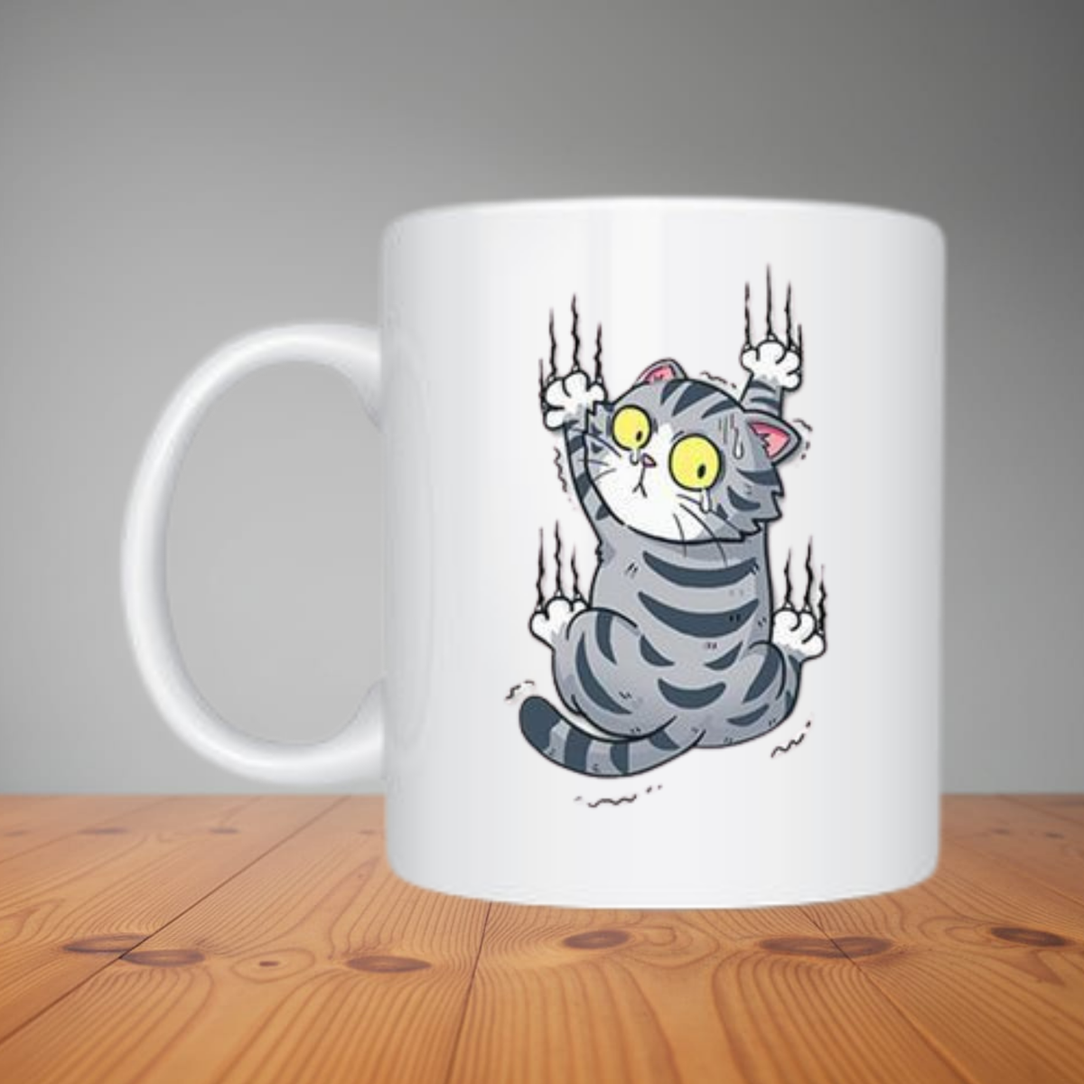 Mug - Cute Grey Kitty Slipping M284