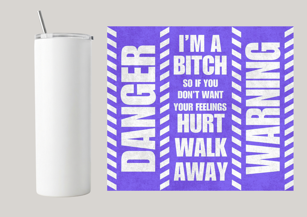 20oz Skinny Tumbler - Danger Warning Indigo T039