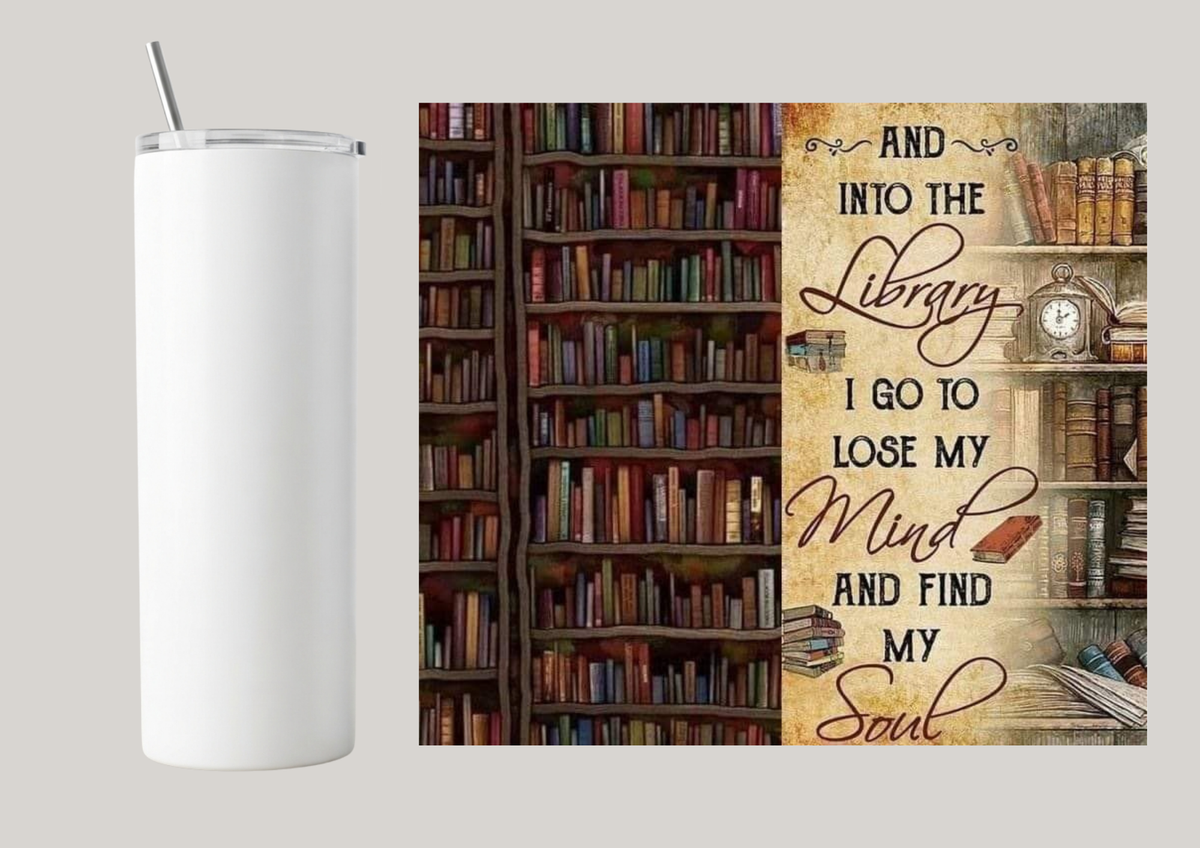 20oz Skinny Tumbler - And Into The Library T102