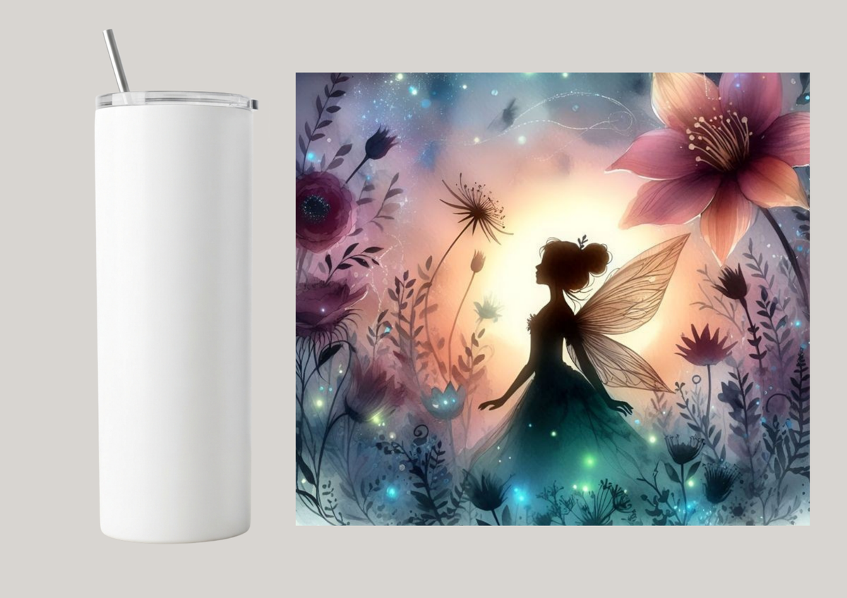 20oz Skinny Tumbler - Fairy With Flowers T143