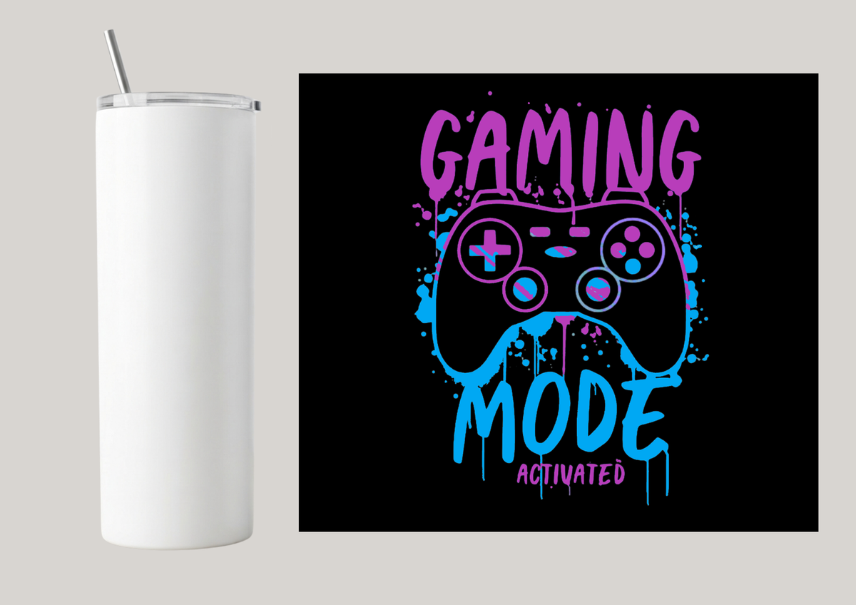 20oz Skinny Tumbler - Gaming Mode Purple/Blue T174