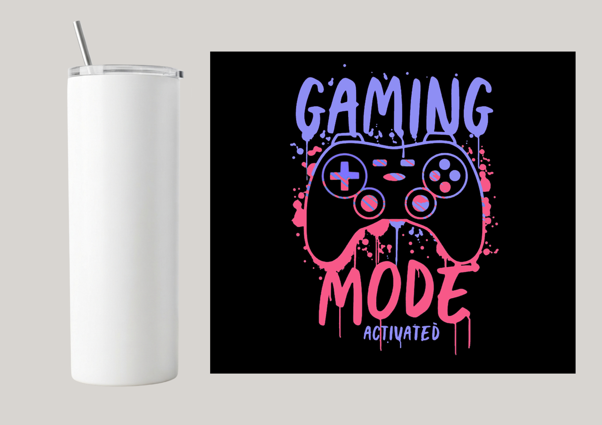 20oz Skinny Tumbler - Gaming Mode Purple/Pink T175