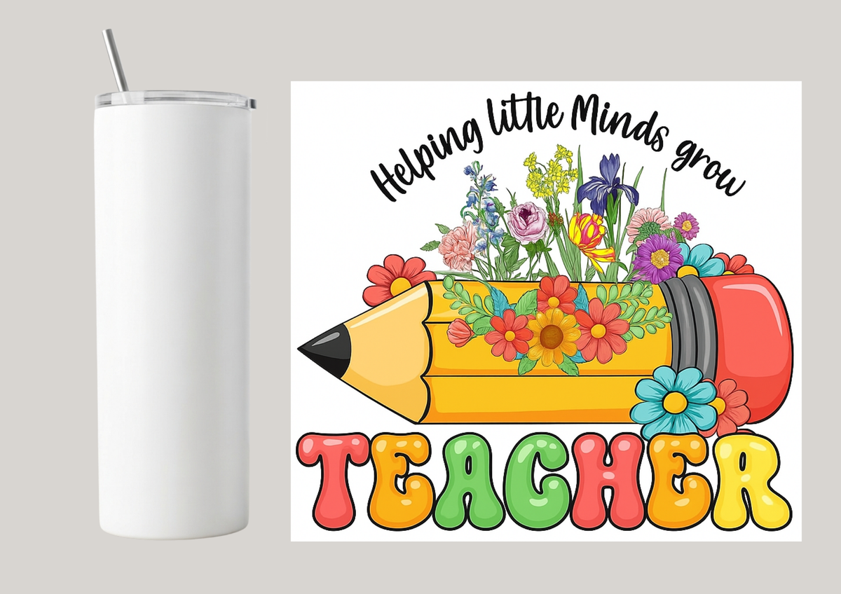 20oz Skinny Tumbler - Helping Little Minds Grow T192