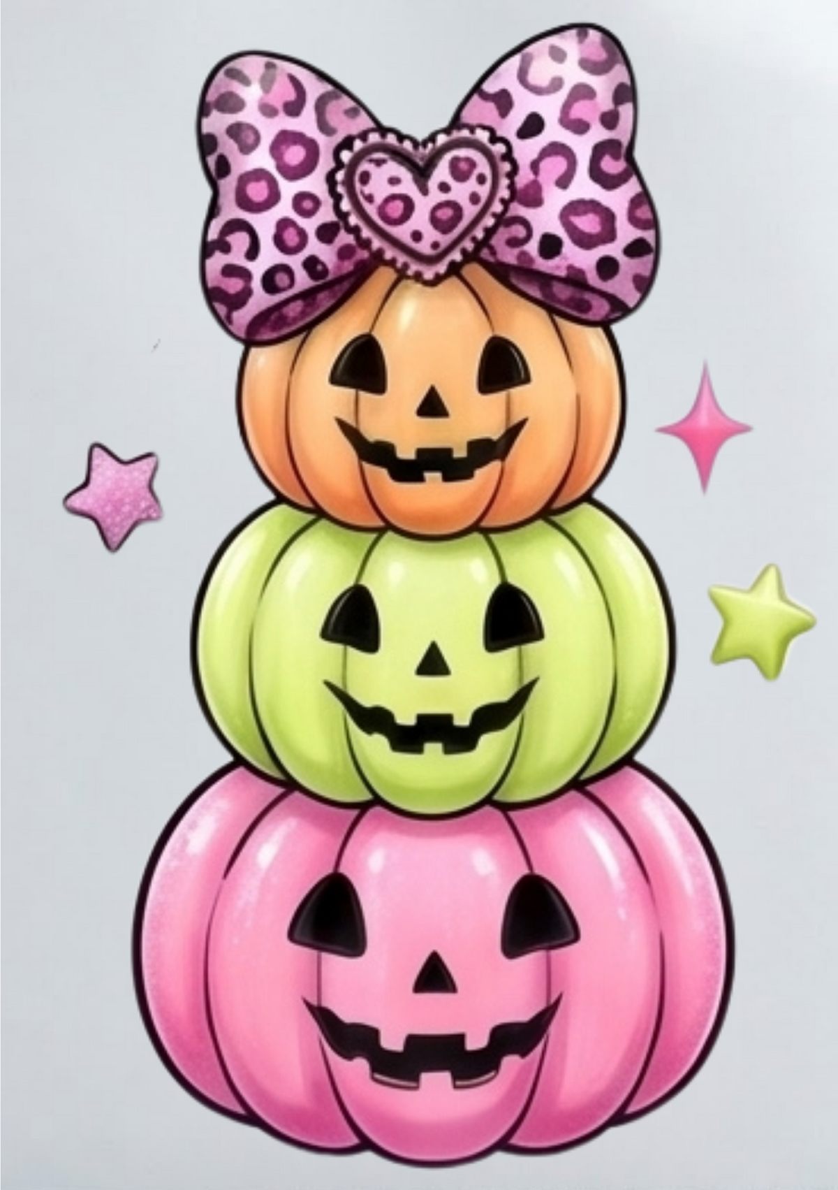 DIY Iron On Patch (DTF) - 3 Bow Pumpkins