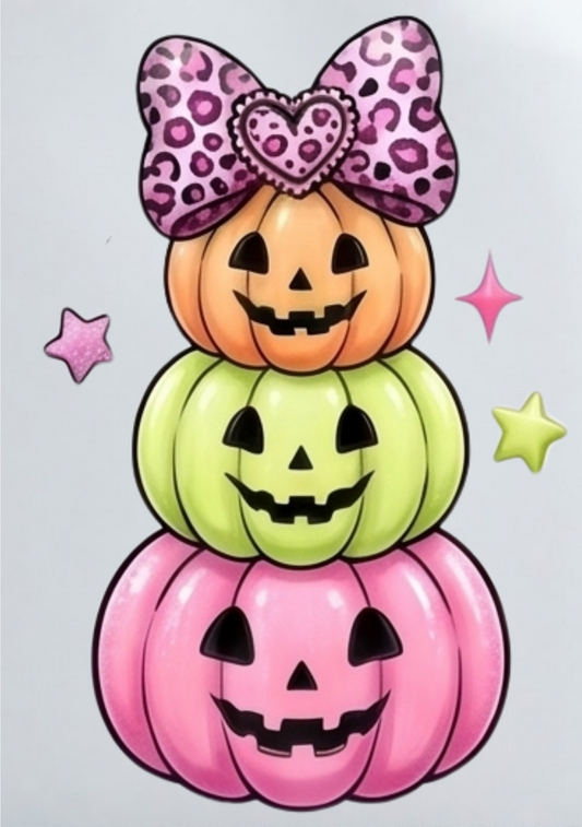DIY Iron On Patch (DTF) - 3 Bow Pumpkins