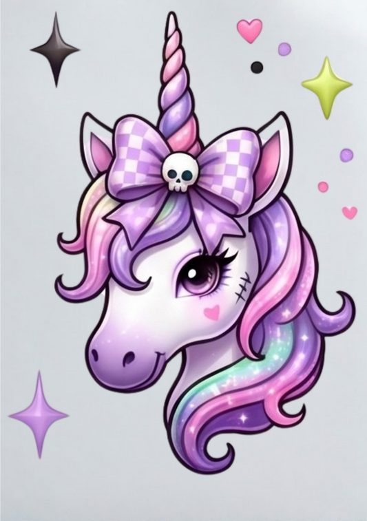 DIY Iron On Patch (DTF) - Pastel Unicorn Head