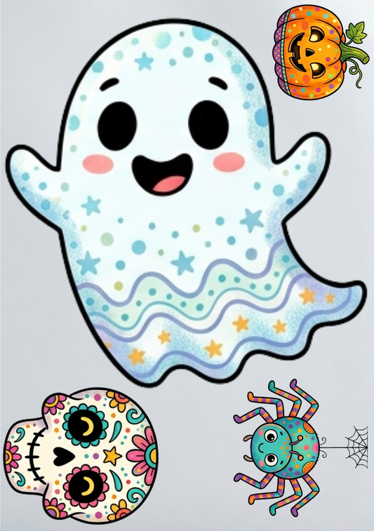 DIY Iron On Patch (DTF) - Starry Ghost with Small Designs