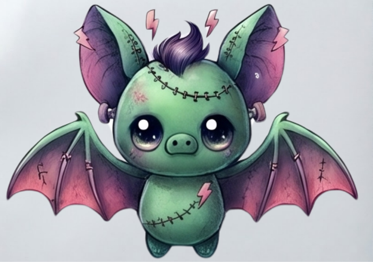DIY Iron On Patch (DTF) - Zombie Bat