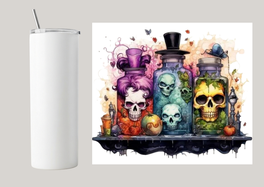 20oz Skinny Tumbler - Skull Potions T026
