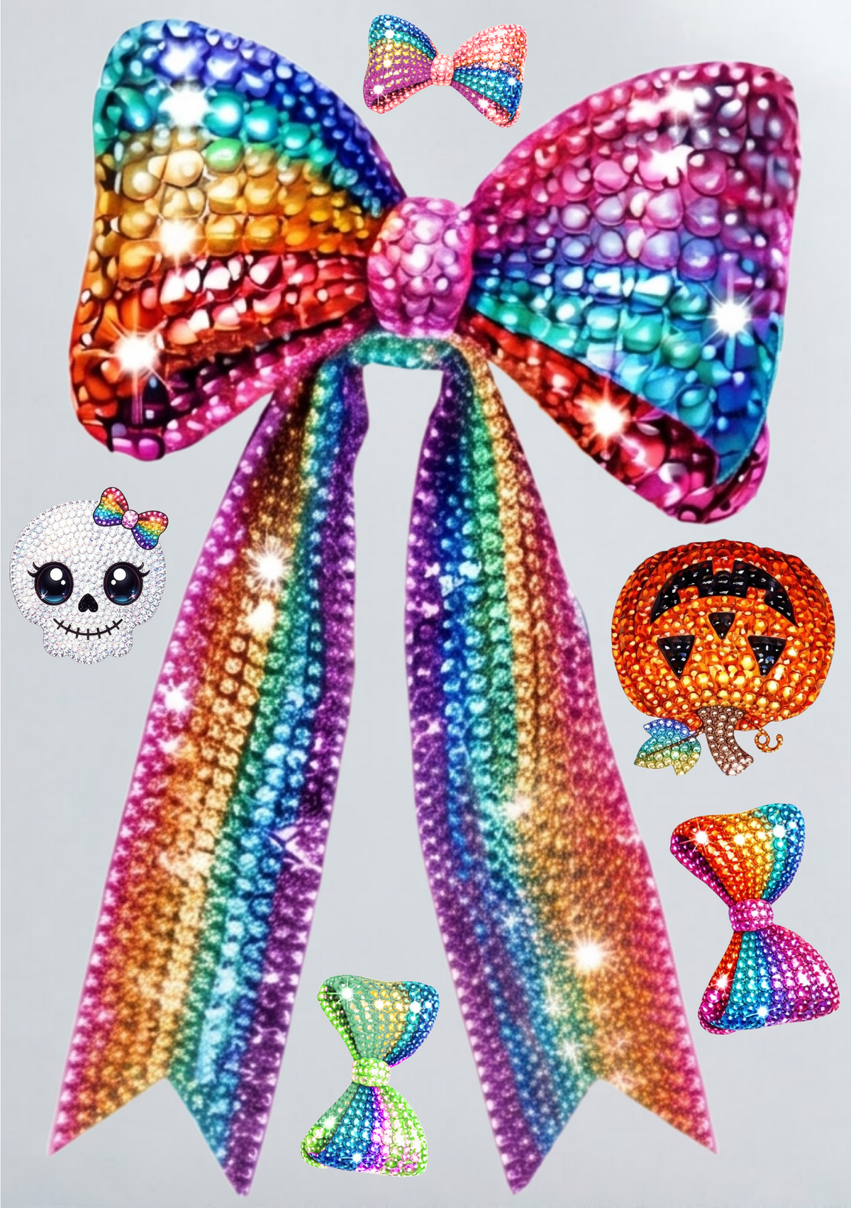 DIY Iron On Patch (DTF) - Diamond Bow with Small Designs