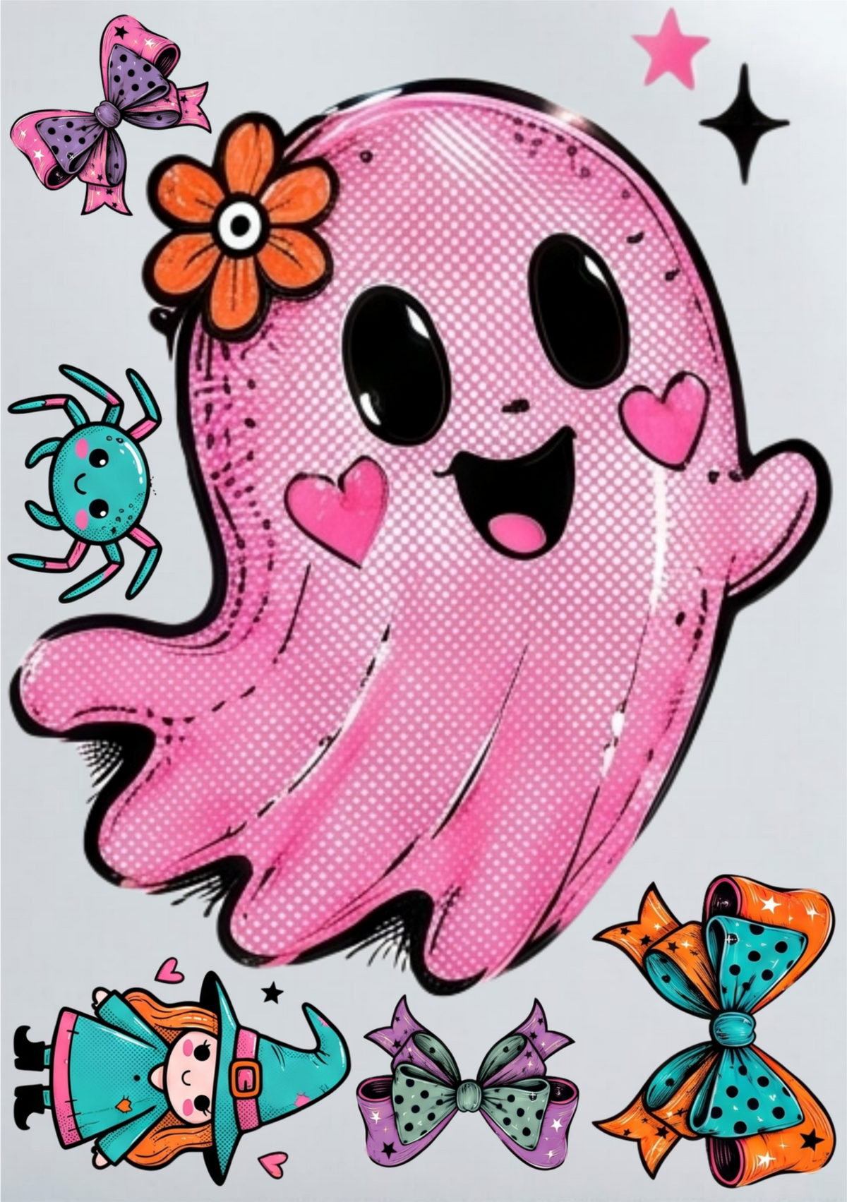 DIY Iron On Patch (DTF) - Flower Ghost with Small Designs