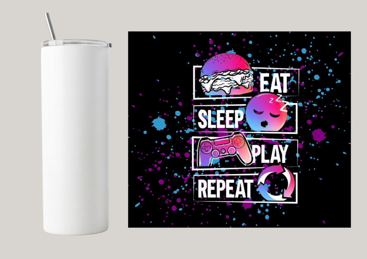 20oz Skinny Tumbler - Eat Sleep Play Repeat T090