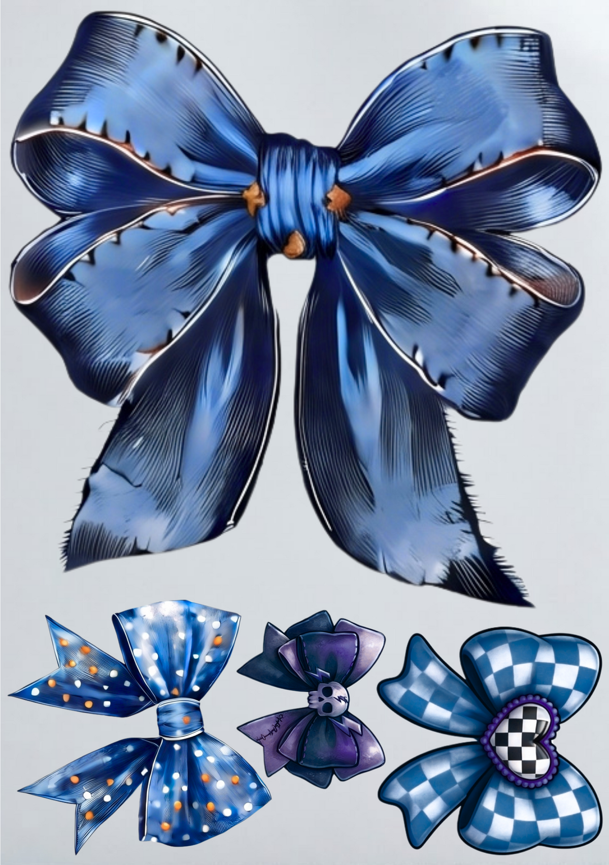 DIY Iron On Patch (DTF) - Denim Bow with Small Bows