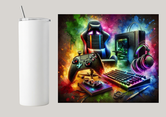 20oz Skinny Tumbler - Bright Gamer T027