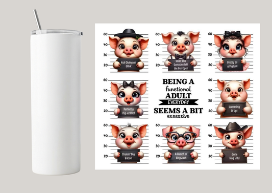20oz Skinny Tumbler - Being A Functional Adult Everyday T043