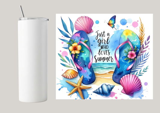20oz Skinny Tumbler - Just A Girl T029