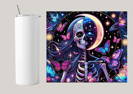 20oz Skinny Tumbler - Night Skeleton T034