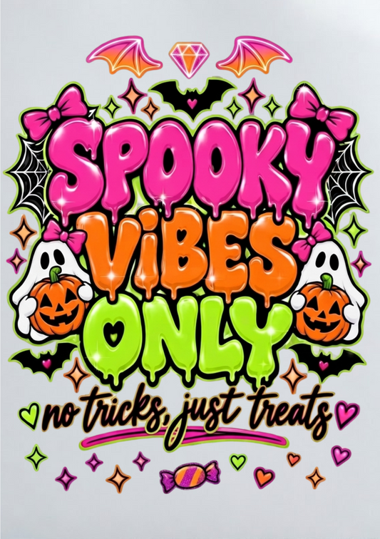 DIY Iron On Patch (DTF) - Spooky Vibes Only (Pink)
