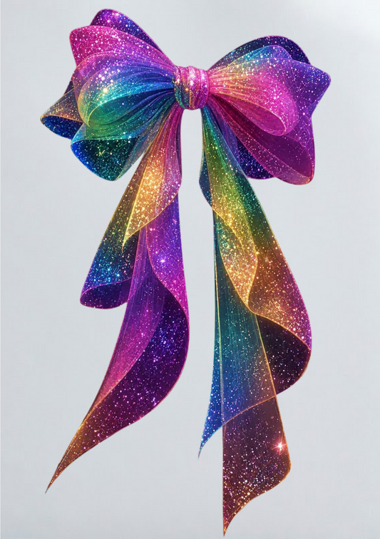 DIY Iron On Patch (DTF) - Rainbow Bow