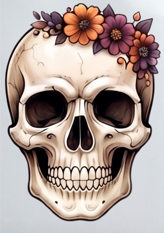 DIY Iron On Patch (DTF) - Flower Skull