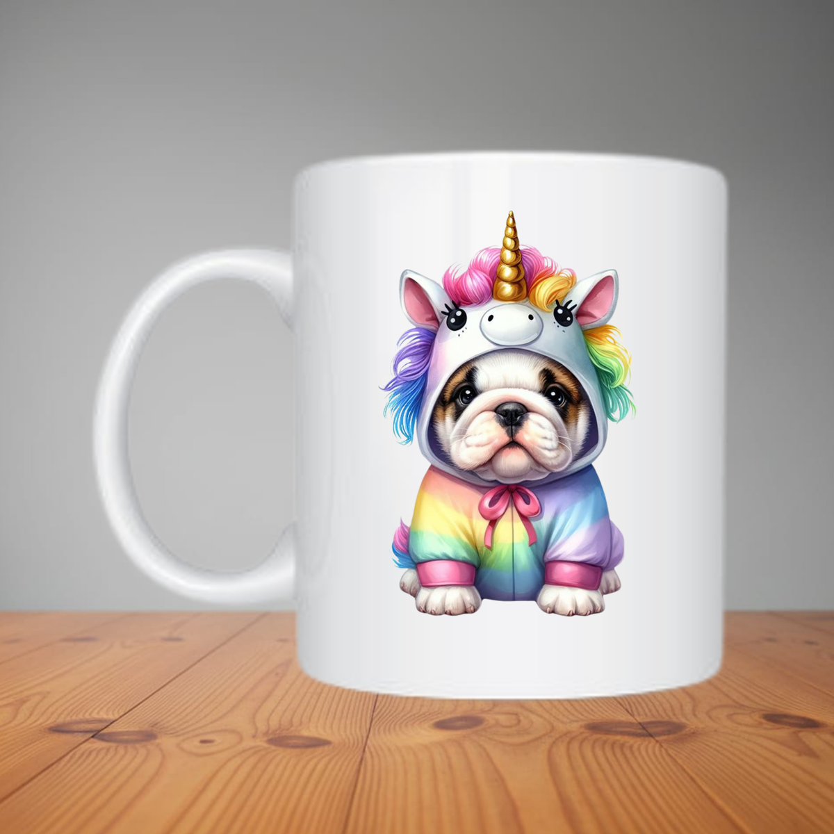 Mug - Cute Bulldog in Unicorn Onesie M281