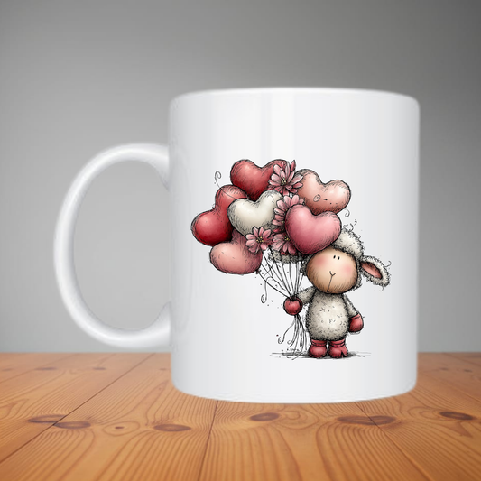 Mug - Cute Sheep With Heart Balloons M375