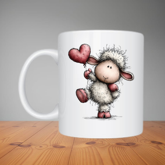 Mug - Cute Sheep With Heart Balloon M377