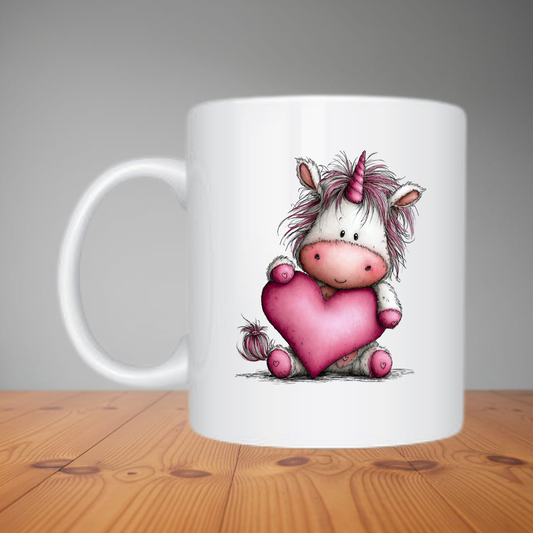 Mug -  Cute Unicorn Holding Heart M536