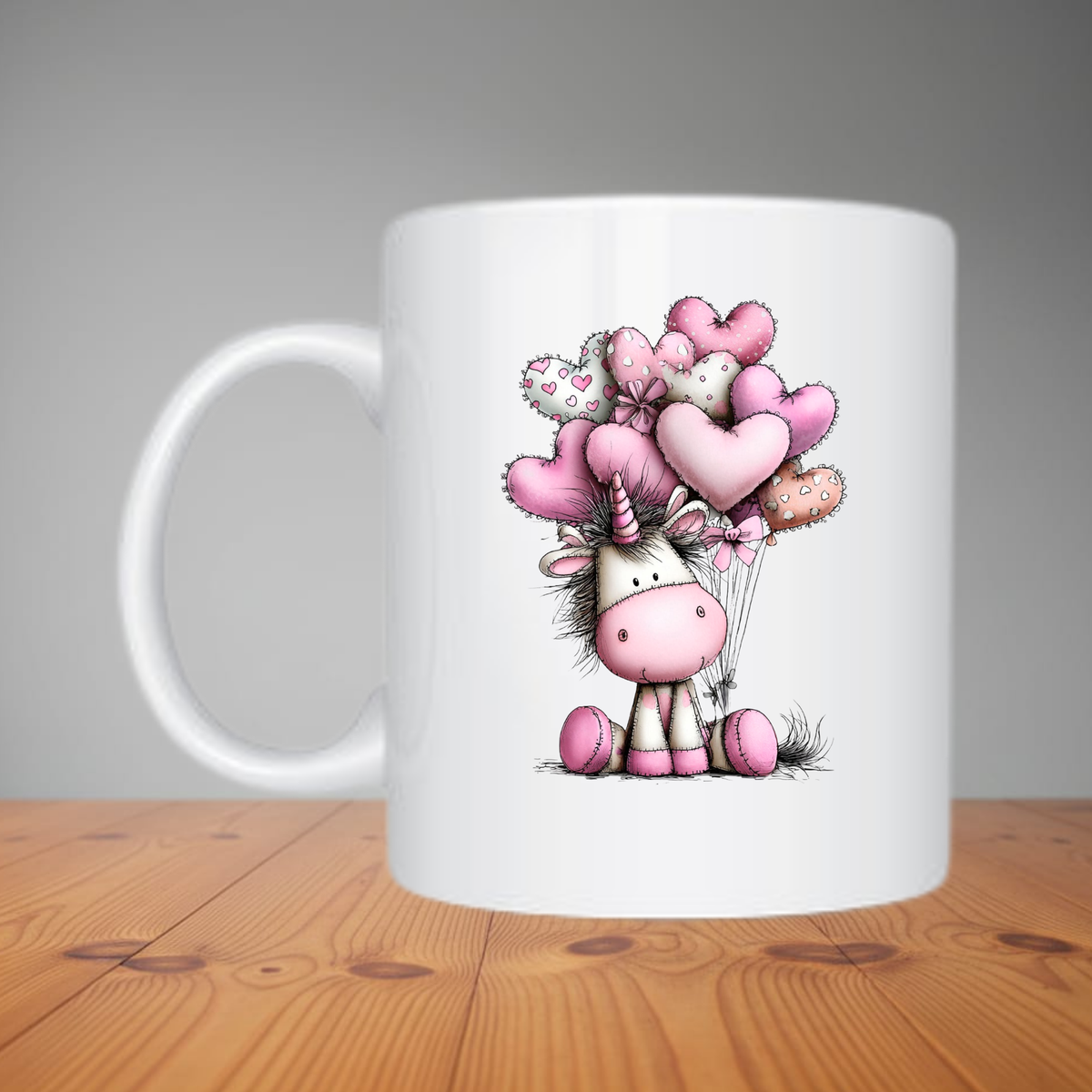 Mug -  Cute Unicorn With Heart Balloons M540