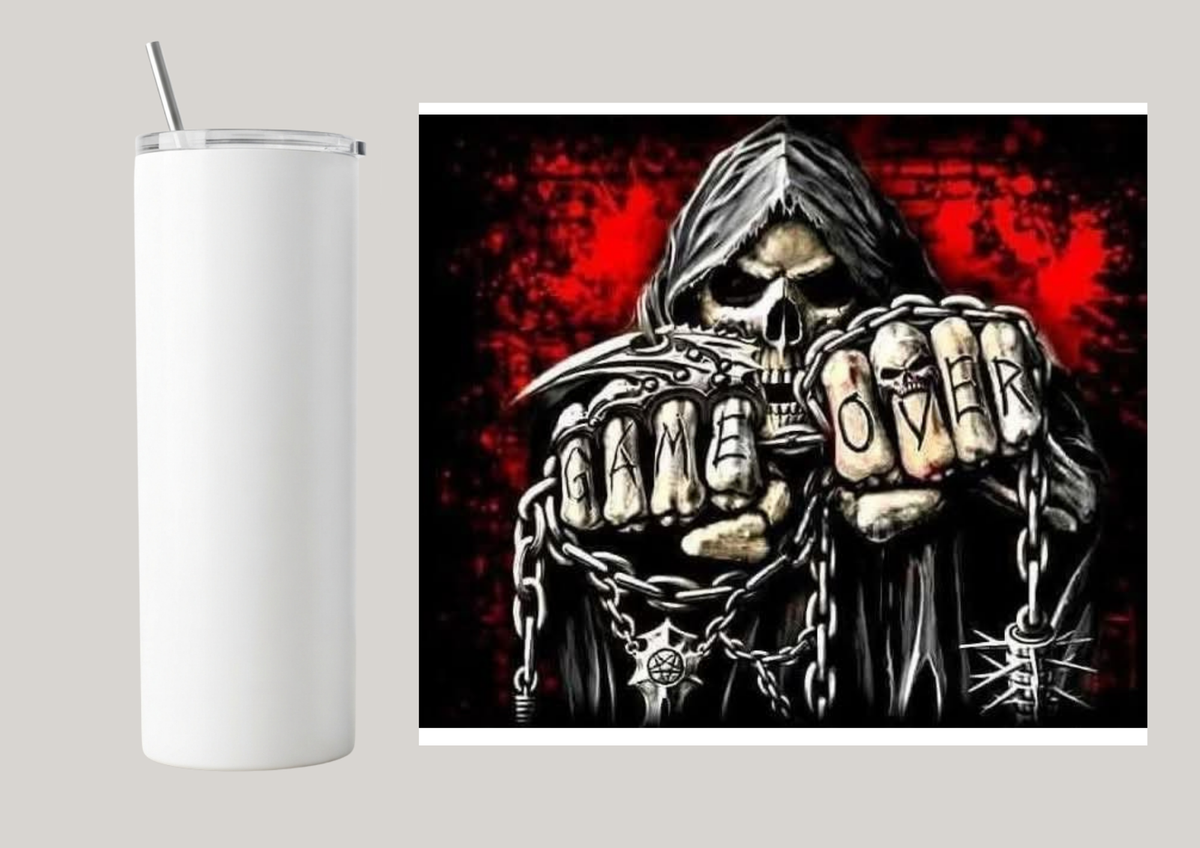 20oz Skinny Tumbler - Game Over T002