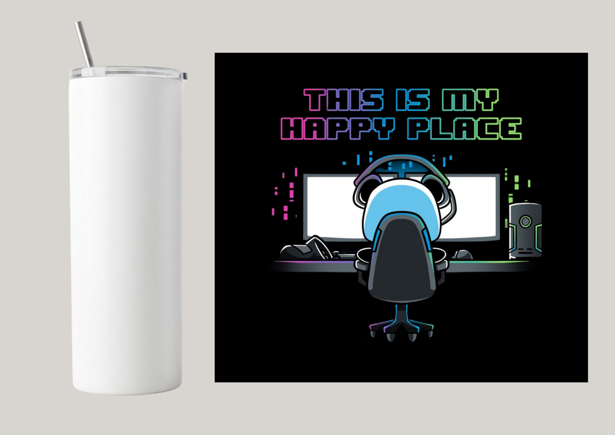 20oz Skinny Tumbler - This Is My Happy Place T010