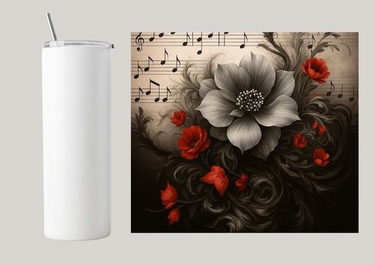 20oz Skinny Tumbler - Musical Flowers T038