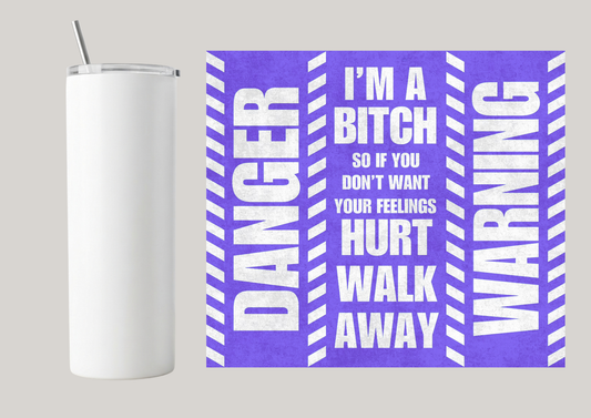 20oz Skinny Tumbler - Danger Warning Indigo T039
