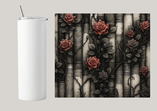 20oz Skinny Tumbler - Goth Roses T054