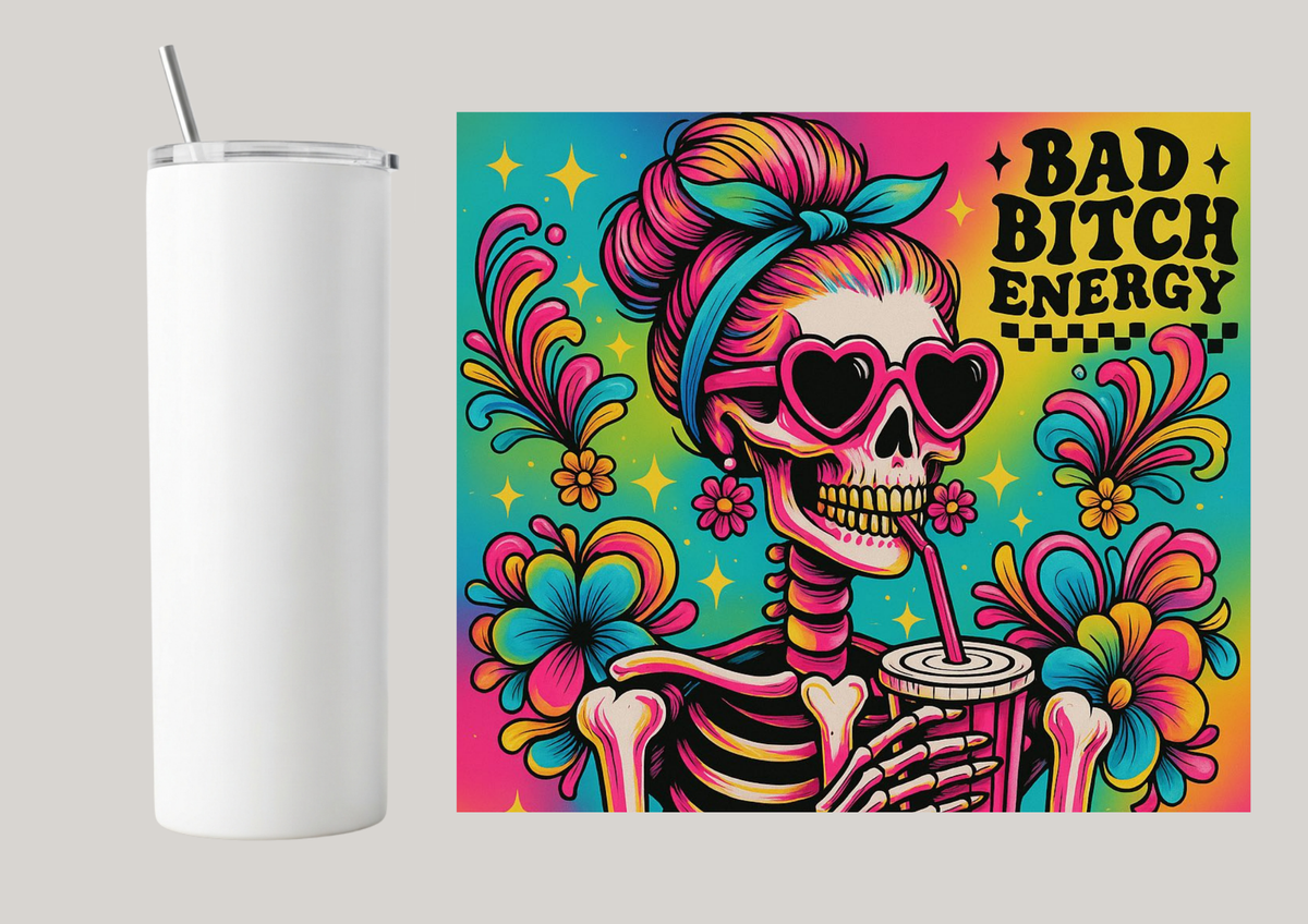 20oz Skinny Tumbler - Bad Bitch Energy T064