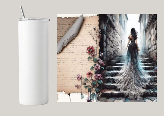 20oz Skinny Tumbler - Beauty On Stairs T072