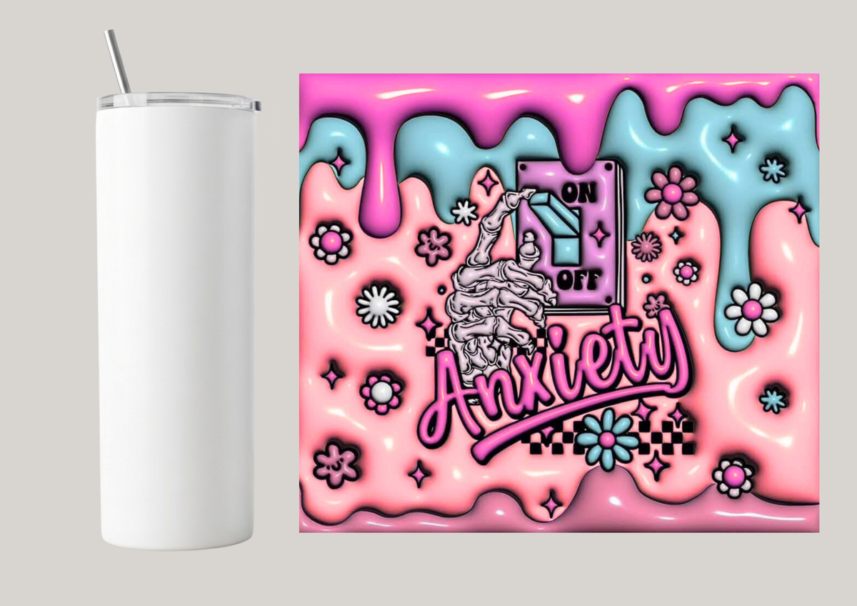 20oz Skinny Tumbler - Anxiety T084