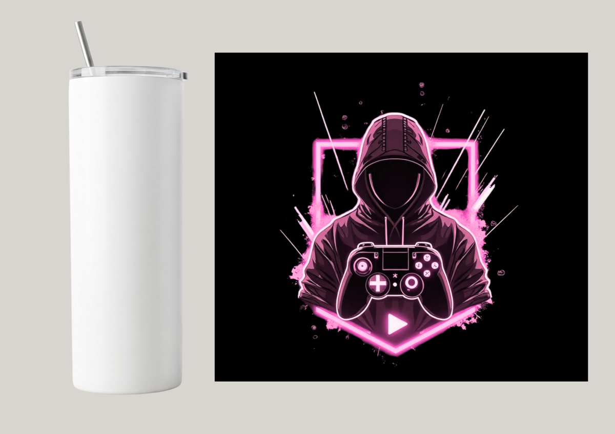 20oz Skinny Tumbler - Game Pink T149