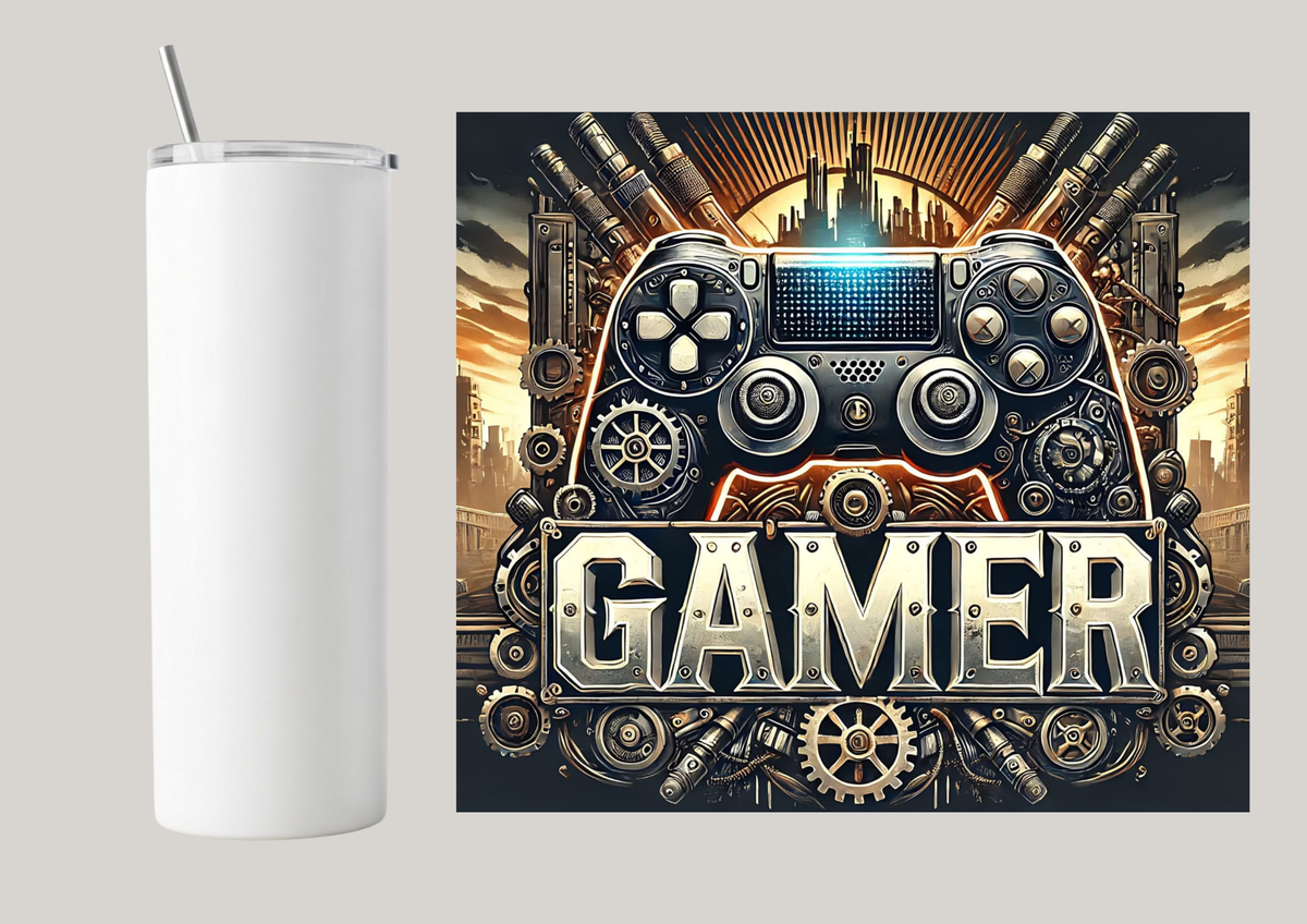 20oz Skinny Tumbler - Steampunk Gamer T155