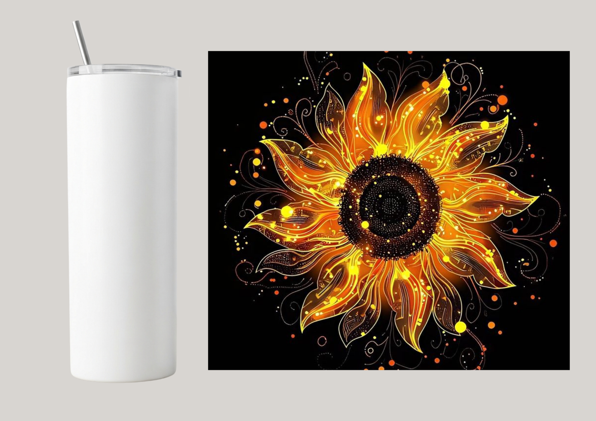 20oz Skinny Tumbler - Neon Sunflower T169