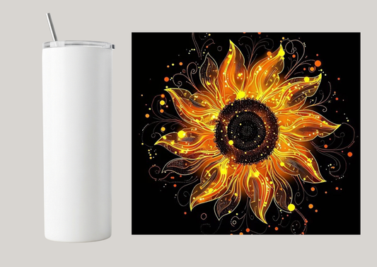 20oz Skinny Tumbler - Neon Sunflower T169