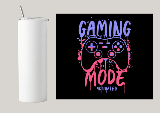 20oz Skinny Tumbler - Gaming Mode Purple/Pink T175
