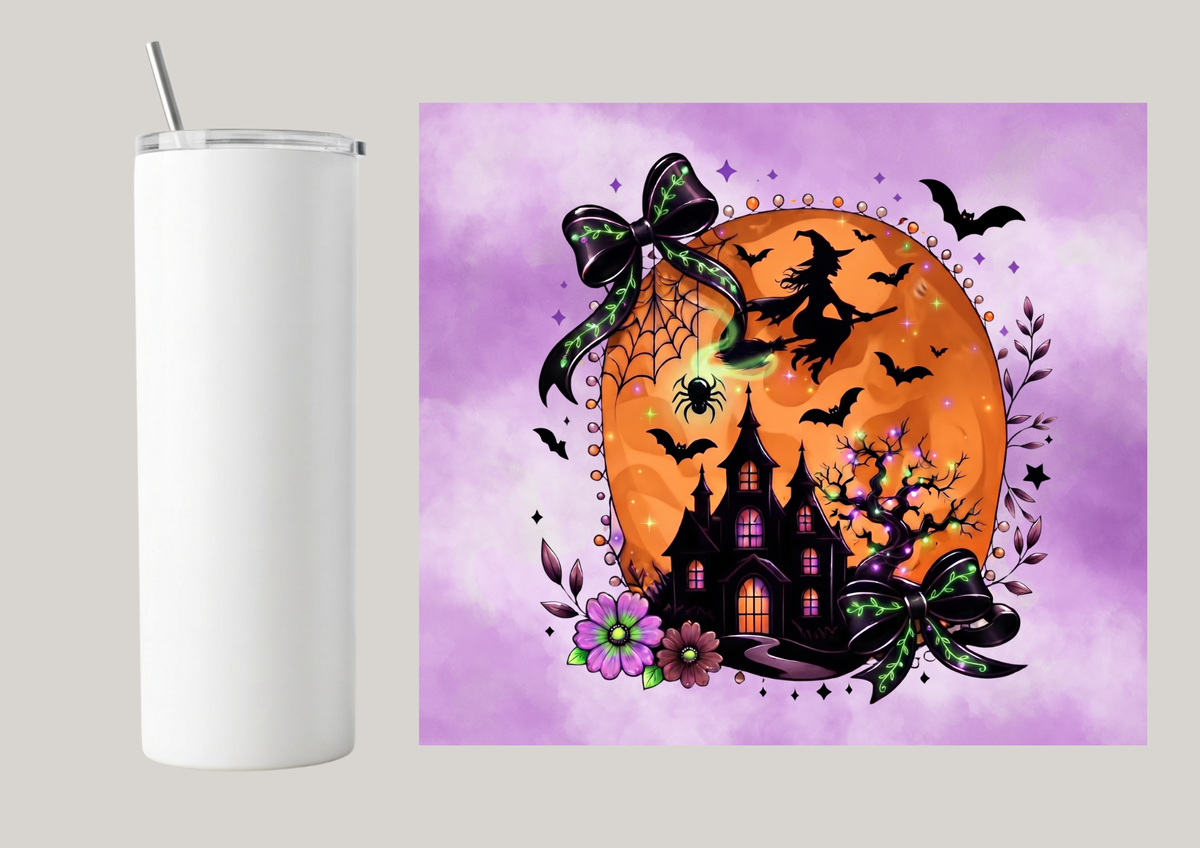 20oz Skinny Tumbler - Witch Flying T179