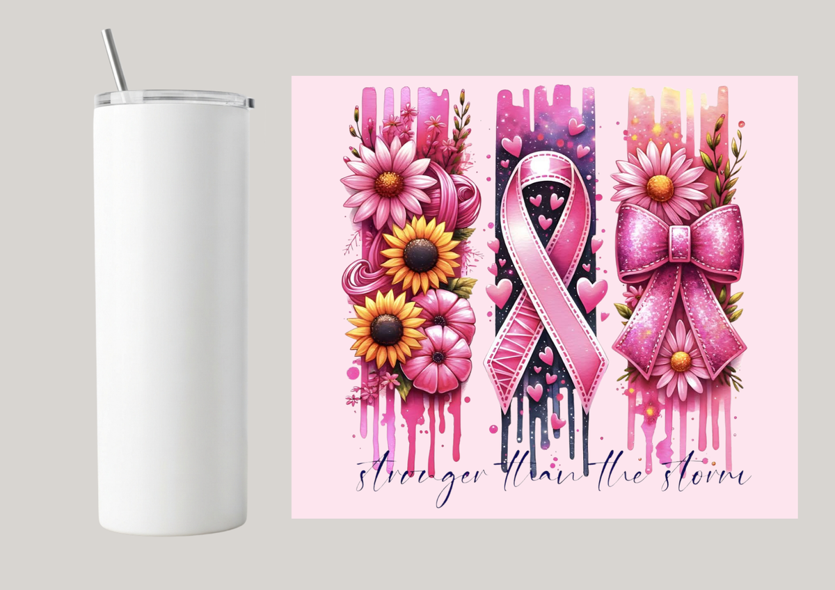 20oz Skinny Tumbler - Stronger Than The Storm T195