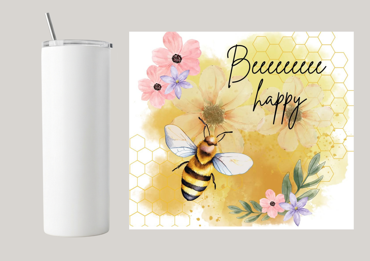 20oz Skinny Tumbler - Bee Happy T214