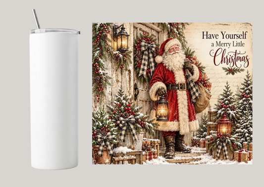 20oz Skinny Tumbler - Vintage Santa T224